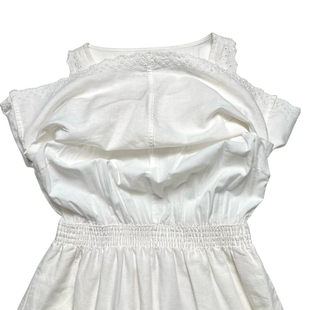 Madewell | Women | White Linen Blend Crossback Eyelet Spring Mini Dress | Size 2 - Picture 9 of 14